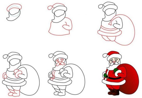 Рисунок на новый год пошагово