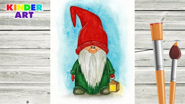 Рисунок новогоднего гнома