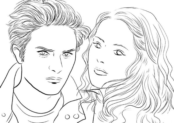 Раскраска Сумерки Белла и Эдвард