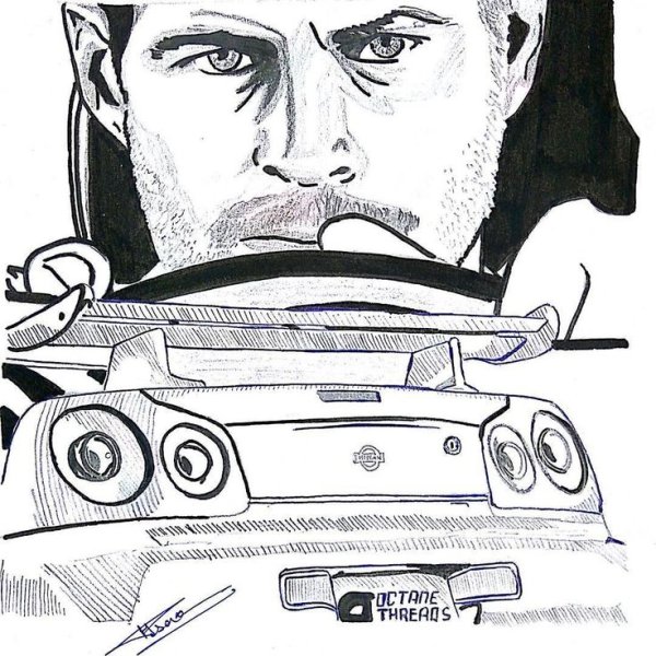 Пол Уокер Форсаж рисунок