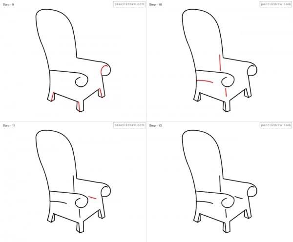 Поэтапное рисование кресла