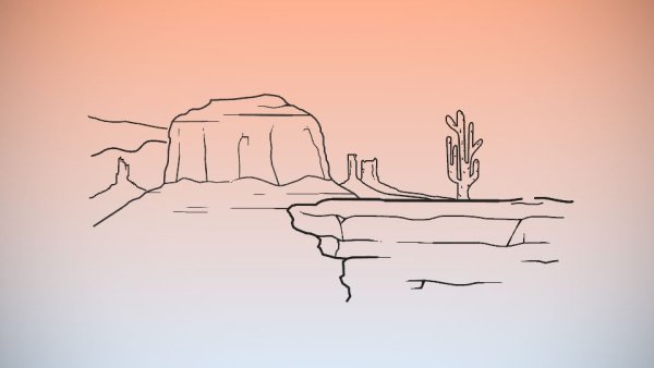 В пустыне поэтапное рисование