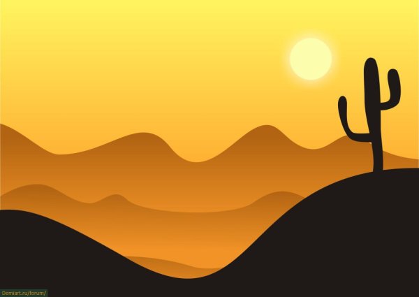 Пейзаж пустыни карандашом