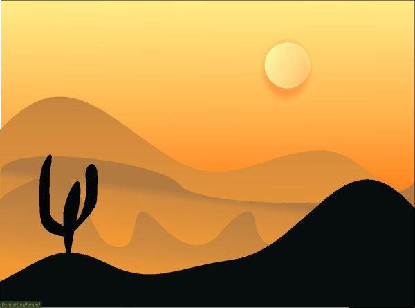 Рисование верблюда в пустыне