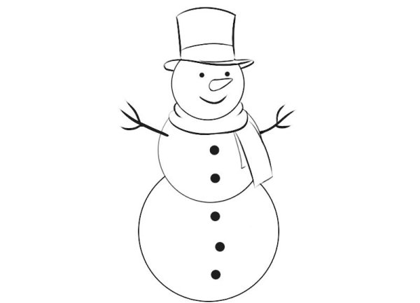 Снеговик рисунок карандашом