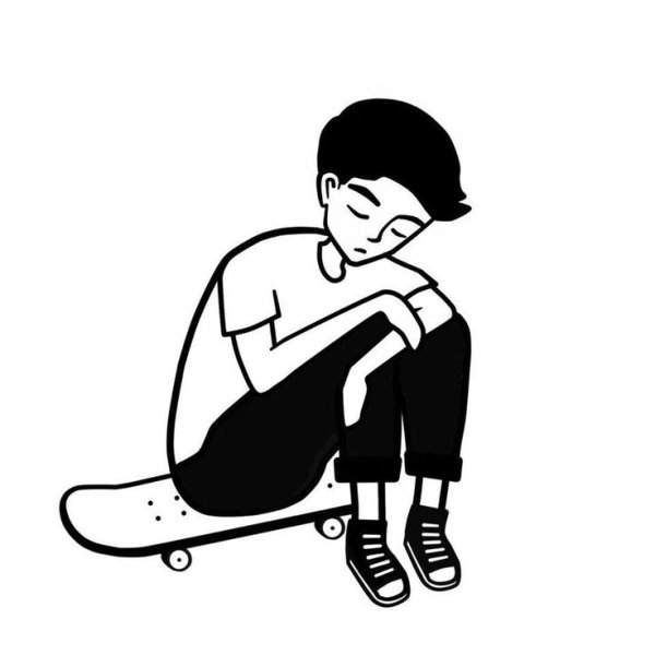 Стикеры грустные черно белые