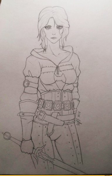 Цыри ведьмакрисунок карандашом