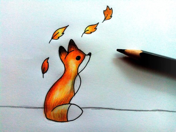 Рисунки лисицы Кицунэ карандашом