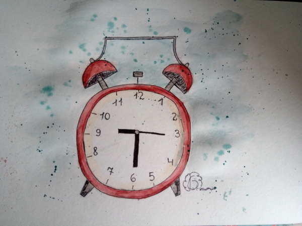 Будильник рисунок красками