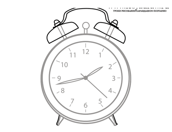 Будильник рисунок карандашом