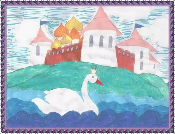 Рисунок из сказки о царе Салтане карандашом