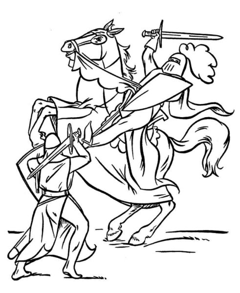 Раскраска Рыцари средневековья
