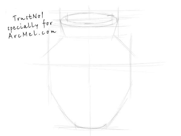 Эскиз вазы карандашом