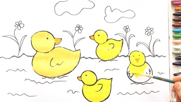Утка поэтапное рисование