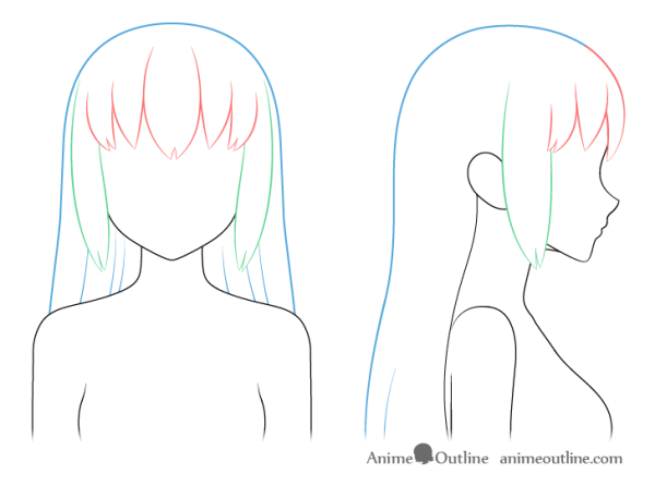 Аниме волосы с боку