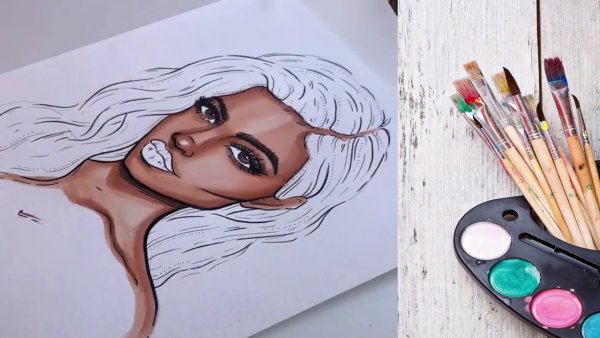 Красивая и легкая картина маркерами лица