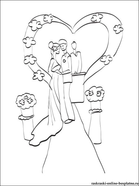 Свадебные раскраски для детей