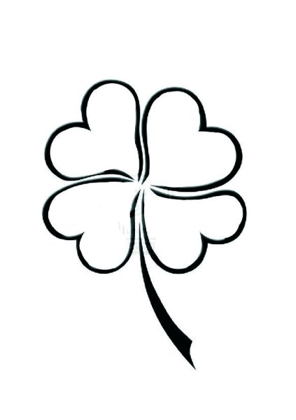 Клевер четырехлистник черно белый