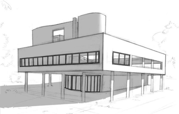 Фасад здания Ле Корбюзье вилла Савой.