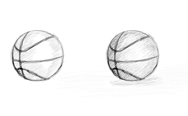 Баскетбольный мяч карандашом