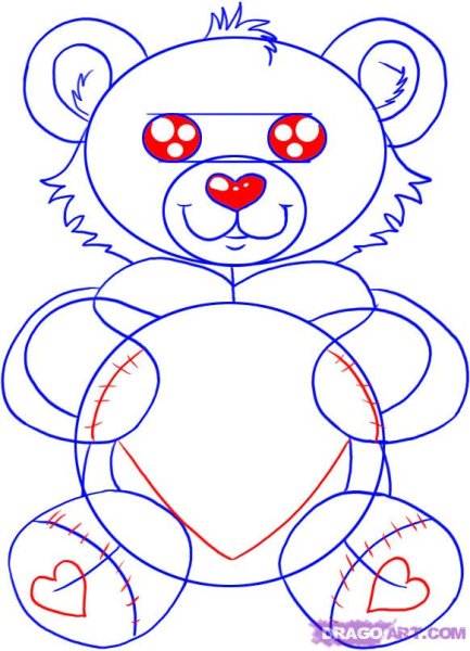 Лёгкие рисунки медвежонка