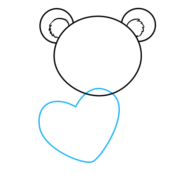 Мишка с сердечком срисовать
