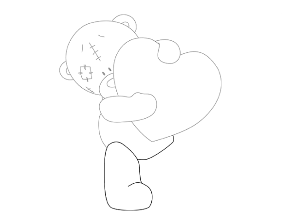 Рисунки для срисовки Медвежонок с сердечком