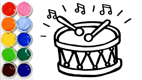 Барабан раскраска для детей