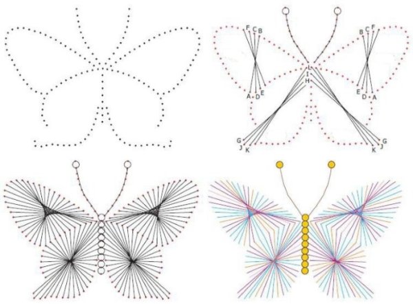 Изонить бабочка схема с цифрами для начинающих