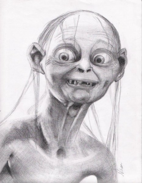 Голлум карандашом портрет