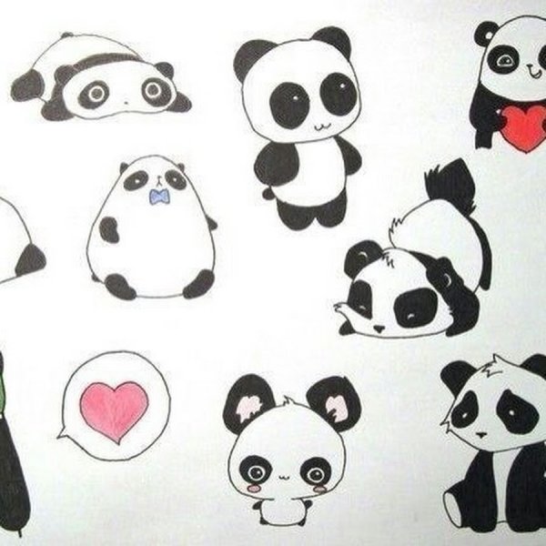 Рисунки для срисовки маленькие пандочек