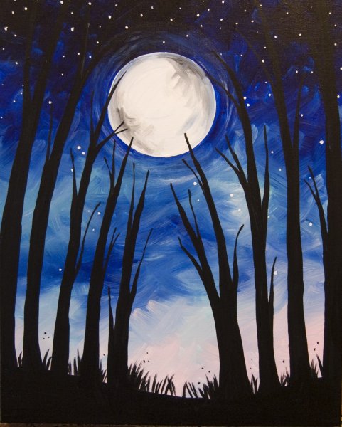 Луна красками