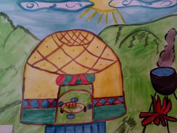Рисование в детском саду юрта