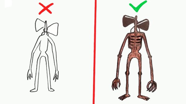 Сиреноголовый нарисовать легко для начинающих