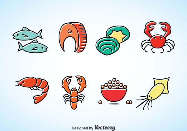 Нарисованные морепродукты