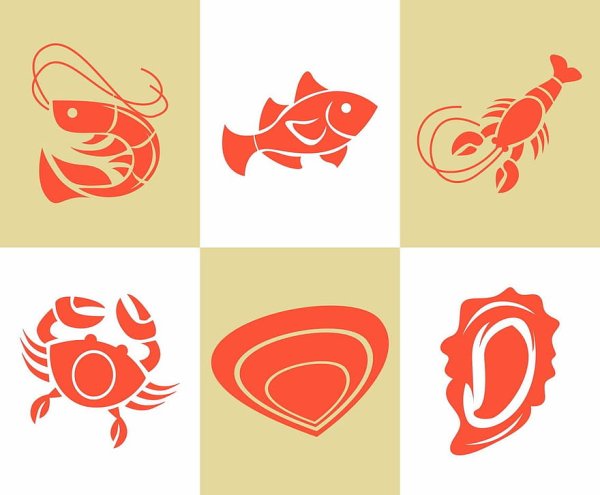 Рыба морепродукты вектор