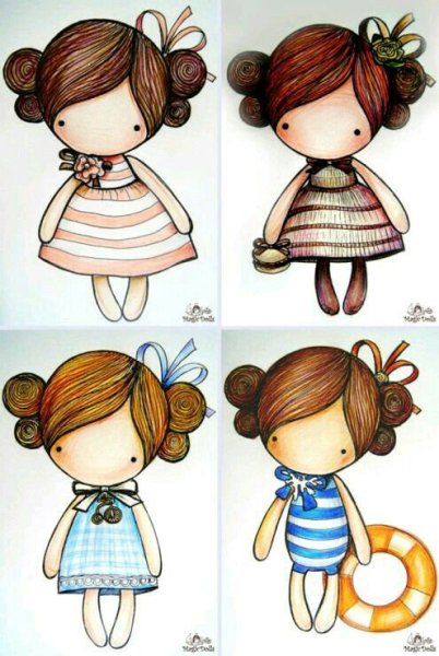 Милые куколки для рисования
