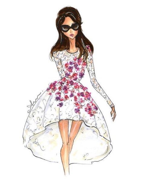 Девушка в платье рисунок