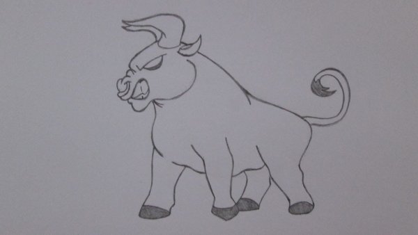 Рисунок быка карандашом легко
