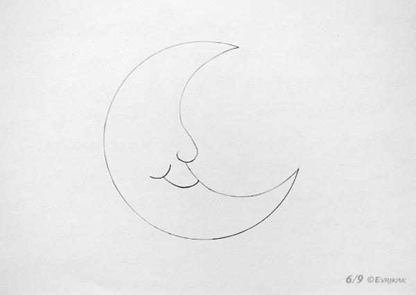 Нарисовать луну карандашом