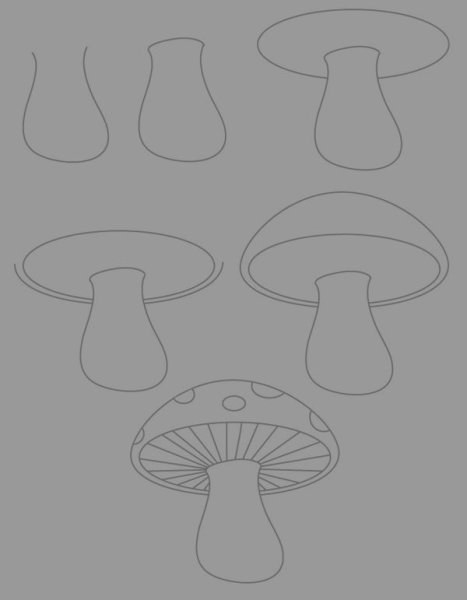 Гриб нарисовать легко