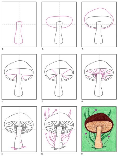 Как нарисовать гриб