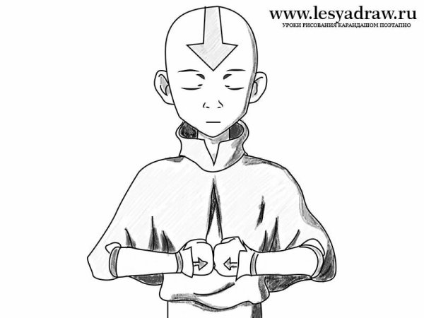 Аватар аанг рисунок карандашом