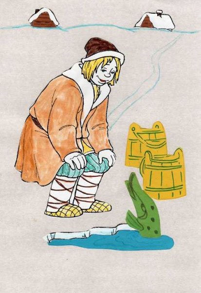 Рисунок Емели из сказки по щучьему велению