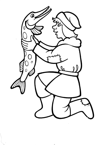 Сказка по щучьему велению раскраска