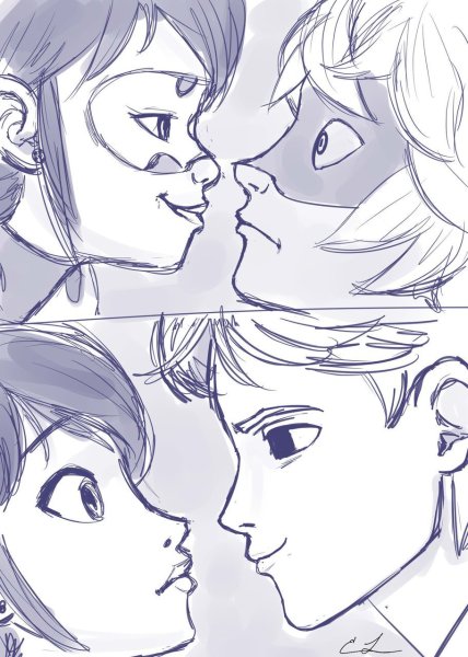 Маринетт и Адриан для срисовки