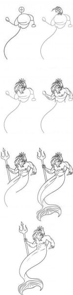 Нептун Бог раскраска