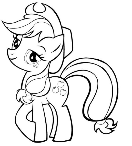 Маленькая эпл Джек пони раскраска