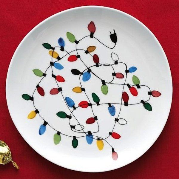 Рисование расписной тарелки Новогодняя тематика