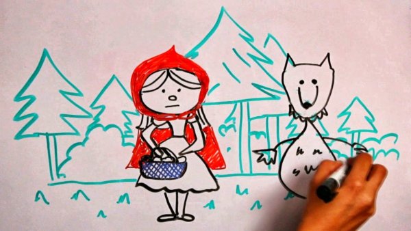 Красная шапочка рисование пошагово для детей